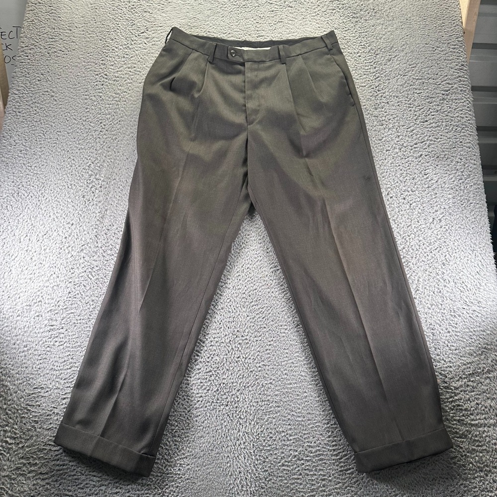 Perry Ellis Portfolio Pant Mens 38x32 Brown Polyester Dress Straight Business